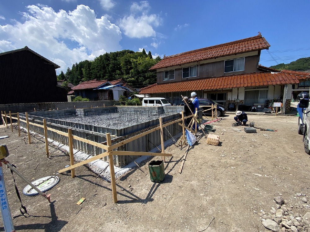 基礎工事　ベース筋配筋