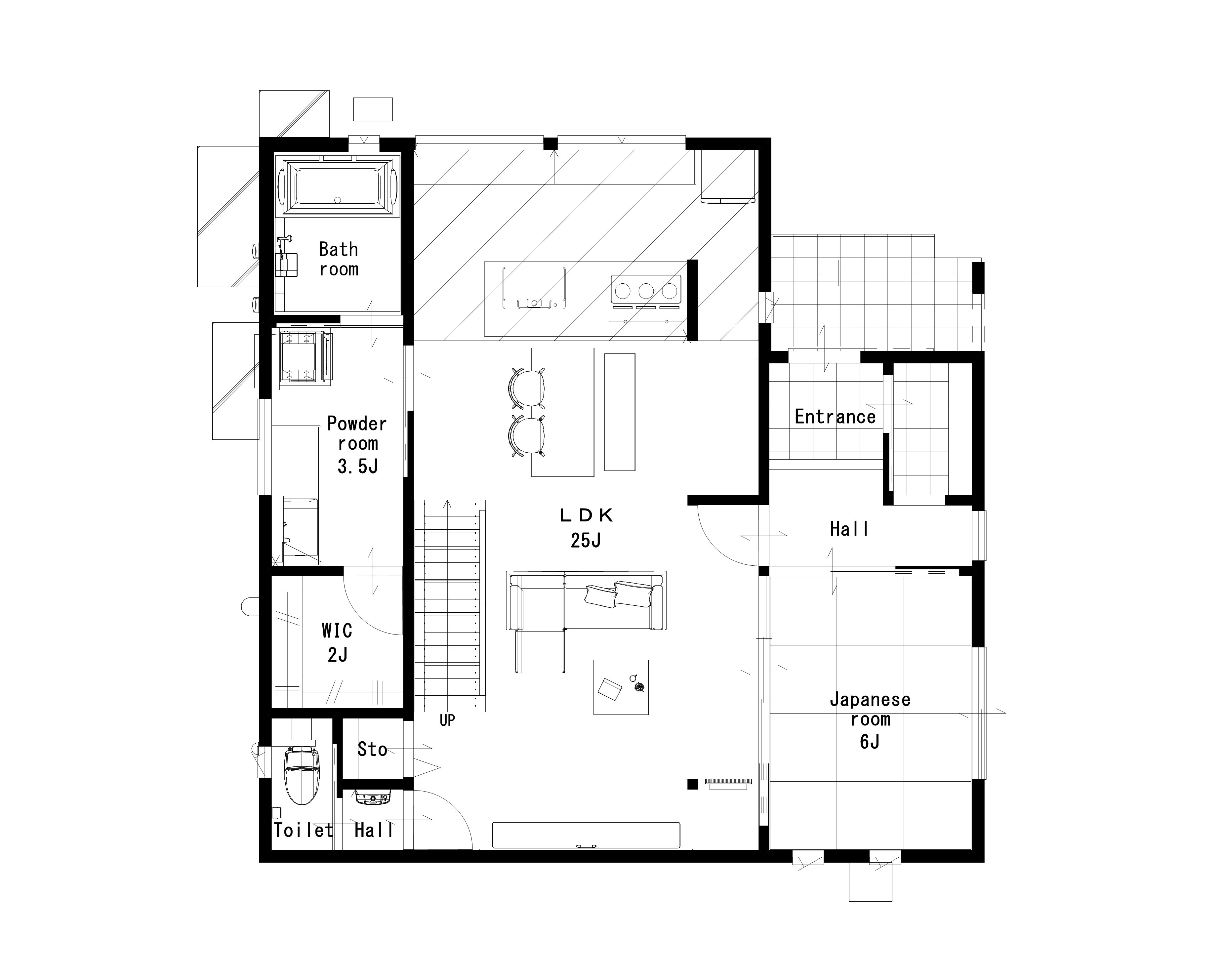39坪5LDKの間取り図（1Fイメージ）