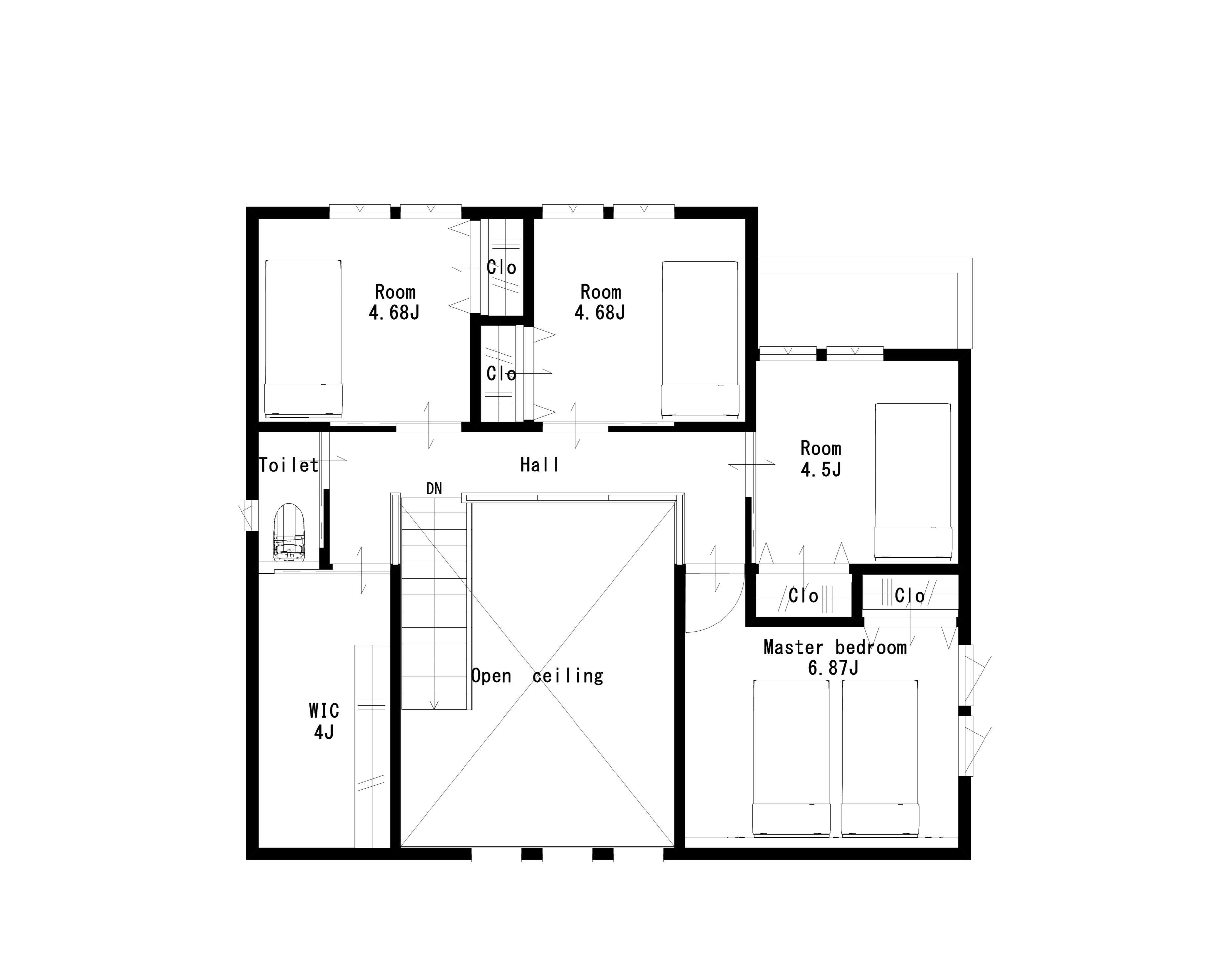 39坪5LDKの間取り図（2Fイメージ）